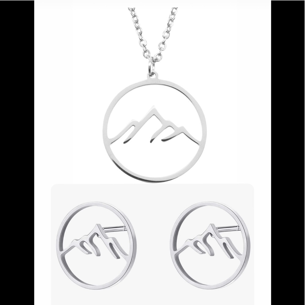 Happiness Boutique Women Mountain Earrings/necklace set Silver